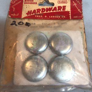 NOS Larson Set of 4 Hardware Chair & Table Glides 1 1/8" Silver Tone #F59